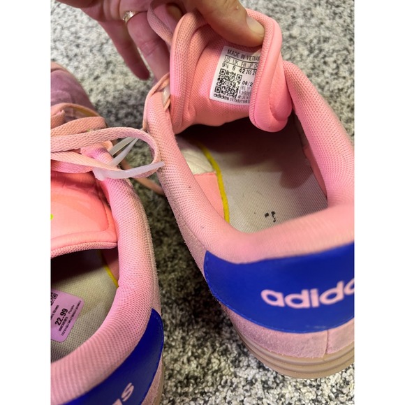 Adidas Court Platform Pink Suede Sneakers Shoes Women's Size 9.5 Neon Stripes‎ - Picture 7 of 10